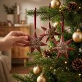 Christmas Decoration Star for Hanging Bordeaux 4 Pcs | Floristik24.co.uk