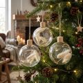 Christmas balls glass decoration ball filled with dried flowers Ø8cm 3pcs | Floristik24.co.uk