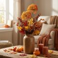 Deco branch artificial branch autumn decoration 2 inflorescences orange 82cm | Floristik24.co.uk
