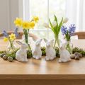 Ceramic Bunny Easter Decoration White Gold Easter Bunny H7.5cm 4pcs | Floristik24.co.uk