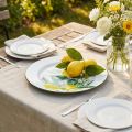 Decorative plate, Mediterranean, metal plate with lemon branch Ø34cm | Floristik24.co.uk