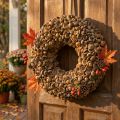 Natural wreath, autumn decoration, acorns, door wreath, wall wreath, DIY, Ø30cm | Floristik24.co.uk
