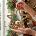 Decorative star tealight holder for hanging metal golden 20cm | Floristik24.co.uk