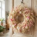 Natural Boho Wreath with Dried Oats and Pink Strawflowers Ø29cm | Floristik24.co.uk