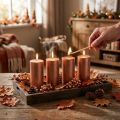 Solid-colored pillar candles, copper metallic, decorative, 50×100mm, set of 4 | Floristik24.co.uk