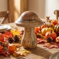 Wooden mushroom with grooves Autumn deco mushroom natural mango wood 10×Ø8cm | Floristik24.co.uk