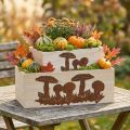 Plant box set, wooden boxes with mushrooms, autumn decoration, stainless steel L40 / 30cm, set of 2 | Floristik24.co.uk