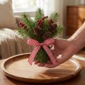 Gift ribbon with selvedge 15mm 20m red checkered | Floristik24.co.uk