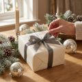 Satin ribbon with glitter grey 25mm 20m | Floristik24.co.uk