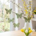 Decorative Hanging Butterfly Green Glitter 8cm 12 pcs | Floristik24.co.uk