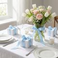 Decorative ribbon gift ribbon light blue ribbon blue selvedge 25mm 3m 10pcs | Floristik24.co.uk