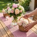 Table runner jute jute ribbon table ribbon pink W15cm L10m | Floristik24.co.uk