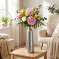 Decorative Vase Metal Hammered Flower Vase Silver Ø9.5cm H32cm | Floristik24.co.uk
