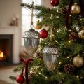 Vintage Christmas tree decoration acorn glass Christmas pendant H14cm Ø10cm 2pcs | Floristik24.co.uk