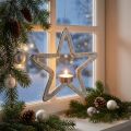 Decorative star tealight holder metal for hanging silver 24cm | Floristik24.co.uk