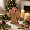 Angel decoration figure wood red, nature 15cm | Floristik24.co.uk