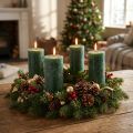 Solid-color pillar candles, dark green, 60×110mm, set of 4, rustic decoration, Advent candles, long burning time | Floristik24.co.uk