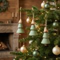Christmas tree decorations, fir tree for hanging, Christmas green/natural H10cm L24cm 4pcs | Floristik24.co.uk