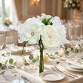 Elegant decorative bridal bouquet with pearls and rhinestones, artificial flowers, silk flower bouquet, white and cream wedding decoration, 29cm | Floristik24.co.uk