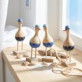 Maritime Decoration Seagulls Made of Wood Blue Dark Blue H14cm 6 Pcs | Floristik24.co.uk