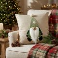 Decorative cushion with gnome decorative cushion green beige 40×40cm | Floristik24.co.uk