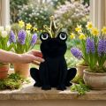 Decorative frog, frog prince, spring decoration, frog with gold crown black 40.5cm | Floristik24.co.uk