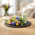 Natural Slate Plate Round Stone Tray Black Ø15cm 6 pcs | Floristik24.co.uk