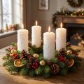 Advent candle set of 4 - White pillar candles with snowball effect and frost pattern, Christmas decoration 150/60mm | Floristik24.co.uk
