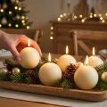Cream-colored ball candles, 60mm, set of 16, Christmas candles, festive atmosphere, RAL quality mark | Floristik24.co.uk
