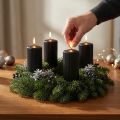 Elegant black pillar candles with grooved design, 70/130mm, set of 4 - Versatile decorative candles for Advent and celebrations | Floristik24.co.uk