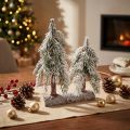 Christmas tree decoration green white winter on wooden base H28cm | Floristik24.co.uk