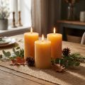 Solid-colored pillar candles, honey-colored, 60×100mm, 4 pieces - Natural table decoration | Floristik24.co.uk