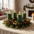 Solid-colored candles dark green 60x100mm 4 pcs | Floristik24.co.uk
