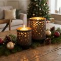 Candle holder metal black/gold stars H13.5cm/19cm set of 2 | Floristik24.co.uk