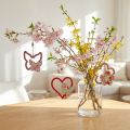 Spring pendant, butterfly heart flower, wooden decoration with floral pattern H8.5/9/7.5cm 6 pcs | Floristik24.co.uk