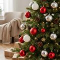 Christmas bauble mix white, red, silver Ø5.5cm 30pcs | Floristik24.co.uk