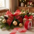 Organza ribbon gift ribbon decorative ribbon selvedge red 50m | Floristik24.co.uk