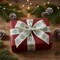 Christmas ribbon with snowflakes white green 25mm 20m | Floristik24.co.uk