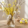 Easter eggs for hanging white, gold artificially sorted H6cm 12pcs | Floristik24.co.uk