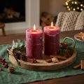 Dyed pillar candles, Berry style, 85x120mm, set of 2, red, decorative | Floristik24.co.uk