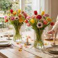 Glass vases decorative vases clear grooves decor Ø12cm H19cm 2pcs | Floristik24.co.uk