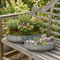Flower bowl metal zinc tray antique set of 2 L45cm/59cm | Floristik24.co.uk