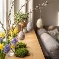 Easter eggs with flowers decoration for hanging wooden egg sorted 7cm 3pcs | Floristik24.co.uk