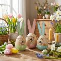 Easter bunny with glasses decorative figure wooden egg Ø5cm H13.5cm 3pcs | Floristik24.co.uk