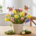 Bird Flower Plug Wooden Spring Decoration Decorative Bird on Stick 8cm 12 Pcs | Floristik24.co.uk