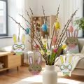 Funny Easter Bunny Decoration Wooden Rabbit Head for Hanging 7.5cm 12 pcs | Floristik24.co.uk
