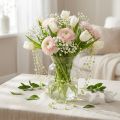 Deco ribbon with pearls light green 6mm 15m | Floristik24.co.uk