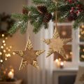 Star mango wood natural, golden wooden star large to hang 25cm 2pcs | Floristik24.co.uk