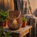 Tealight holder in a basket Lantern with handle Summer decoration Ø24cm H34cm | Floristik24.co.uk