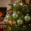 Christmas ball, tree decoration, Christmas tree ball green marbled H4.5cm Ø4cm real glass 24 pcs | Floristik24.co.uk